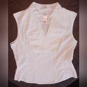 liz & co. White Sleeveless Cotton Blouse Top Size XL EUC